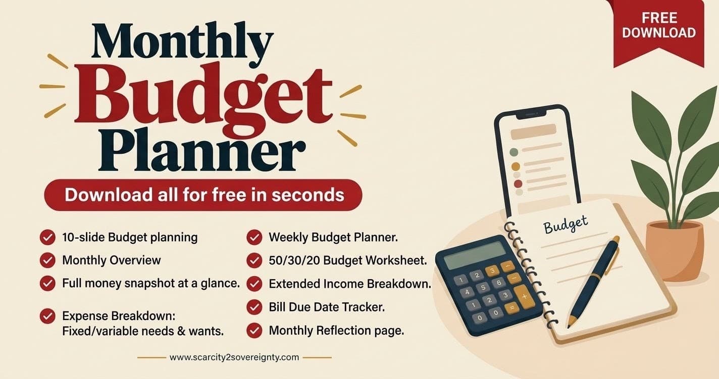 Free Monthly Budget Planner: Printable to Track Paychecks